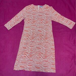 J. McLaughlin Coral & White Wavy Stripe Dress